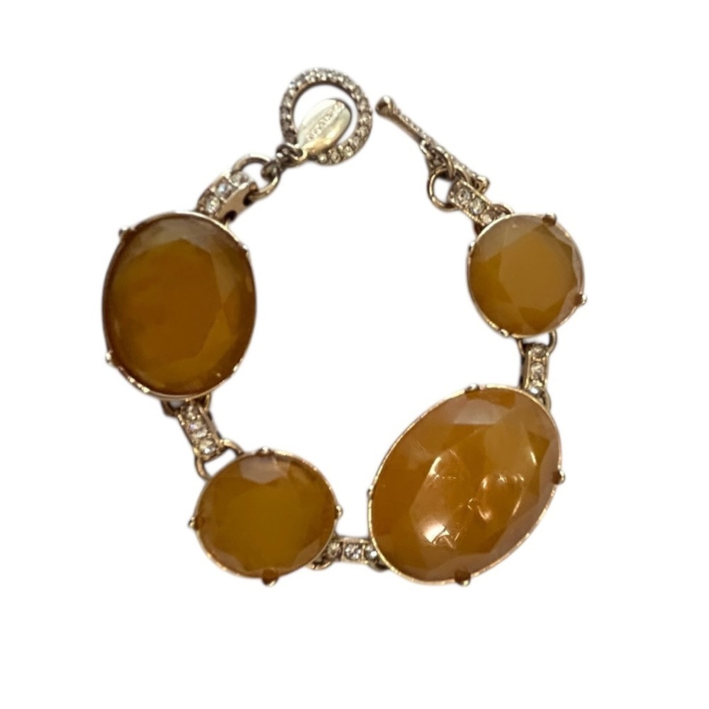 Ann Taylor Gold tone Bracelet with faceted 4 Stones toggle closure marked